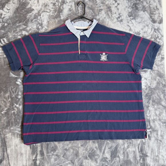 Vintage Polo Ralph Lauren Short Sleeve Striped Size 4XB Collard Red Blue - Picture 1 of 7